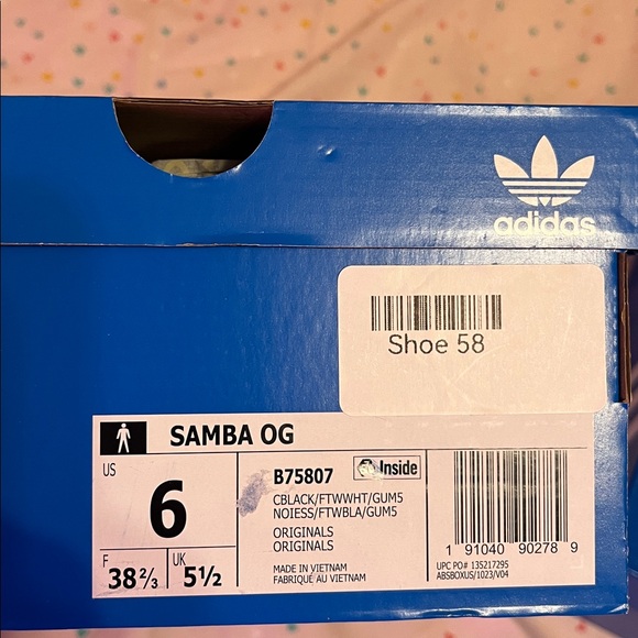 NWB Adidas Samba Original Black/White Shoes Sz 6.5 - Picture 12 of 12
